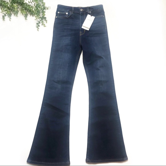 Zara Denim - Zara | Dark Wash Stretch High Rise Bootcut Jeans 4